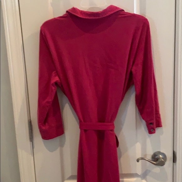 LLBean Belted Tencel Shirt Dress 3/4 sleeve - Picture 4 of 5